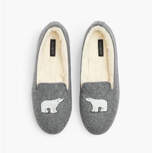 Talbots Polar Bear Embroidered Flannel Fireside Slippers